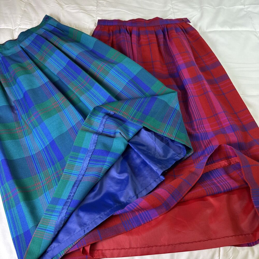 Vintage Pendleton 100% Virgin Wool Blazer with Two Plaid Skirts Suit Size 6 - Picture 9 of 12